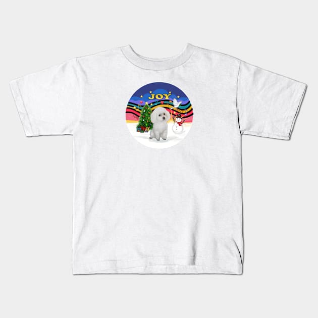 "Christmas Music Joy" with a White Toy Poodle Kids T-Shirt by Dogs Galore and More